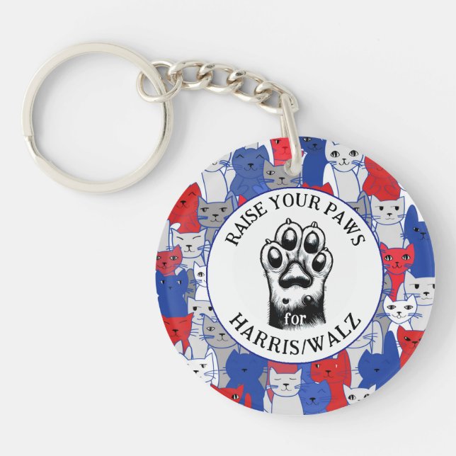 Cat Paw for Harris/Walz Design  Keychain (Front)