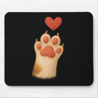 Cat-paw Heart - Cute Draw Pet And Love Gesture  Mouse Pad