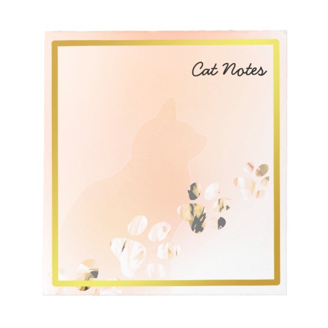 Cat Paw Personalize Orange Prints For Cat Lovers Notepad (Front)