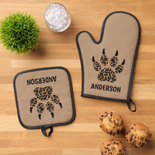 Cat Paw Personalized Oven Mitt & Pot Holder Set