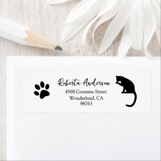 Cat Paw Print Address Labels, Return Address