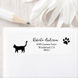 Cat Paw Print Address Labels, Return Address