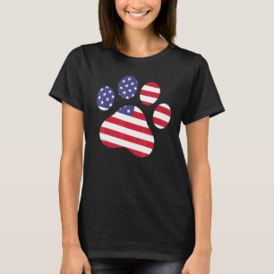 Cat Paw Print American Flag Usa Cute 4th Of July T-Shirt
