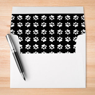 Cat Paw Print Pattern Black and White Birthday Envelope