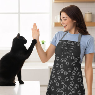 Cat Paw Print Pattern Funny Pet Lover's Apron