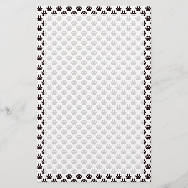 Cat Paw Print Pattern Stationery (Front)