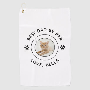 Cat Paw Print Photo Text Golf Pun Best Dad By Par Towel