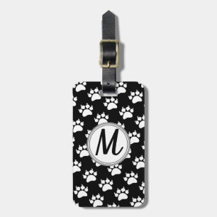 Cat Paw Print With Monogram Luggage Tag