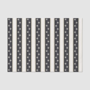 Cat Paw Prints Black & Antique White Stripes Tissue Paper