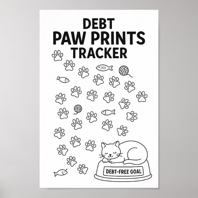 Cat Paw Prints Savings Challenge Tracker (Front)