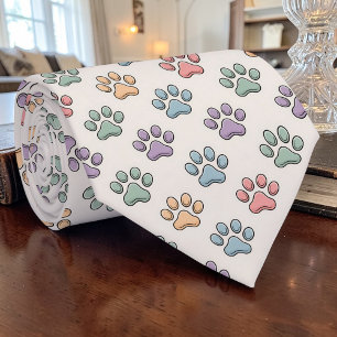 Cat Paw Retro Pastel Coloured Custom Tie