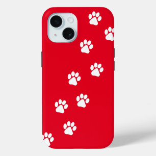 Cat Paw Trace Pattern Customizable iPhone 15 Case