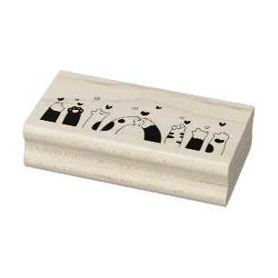 Cat Paws and Hearts  Rubber Stamp