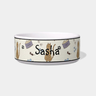 Cat Paws and Mice Kitty Personalized Pet Bowl