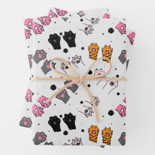 Cat Paws Pattern Wrapping Paper Sheet