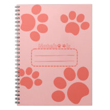Cat paws red journal notebook