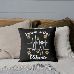 Cat Paws Vibes Cuddles On Cute Modern Funny Black Throw Pillow