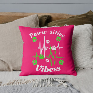Cat Paws Vibes Cuddles On Cute Modern Funny Pink Throw Pillow