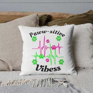 Cat Paws Vibes Cuddles On Cute Modern Funny White Throw Pillow