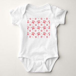 Cat Paws Watercolor Pattern Baby Bodysuit