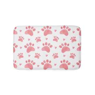 Cat Paws Watercolor Pattern Bath Mat