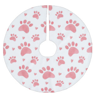 Cat Paws Watercolor Pattern Brushed Polyester Tree Skirt