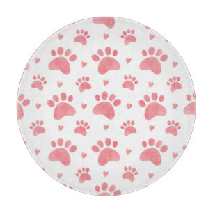 Cat Paws Watercolor Pattern Cutting Board