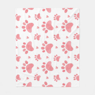 Cat Paws Watercolor Pattern Fleece Blanket
