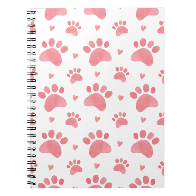 Cat Paws Watercolor Pattern Notebook (Front)
