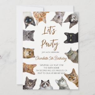  Cat Pawty birthday invitation