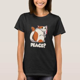 Cat Peace Murderous Cat With Knife T-Shirt