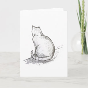 Cat Pencil Drawing Greeting Card