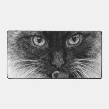 Cat Pencil Sketch Desk Mat