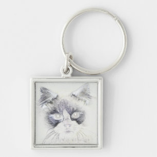 Cat pencil sketch keychain