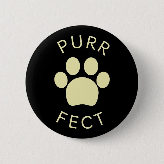 Cat Perfect Beige Purr Paw Print 2 Inch Round Button (Front)