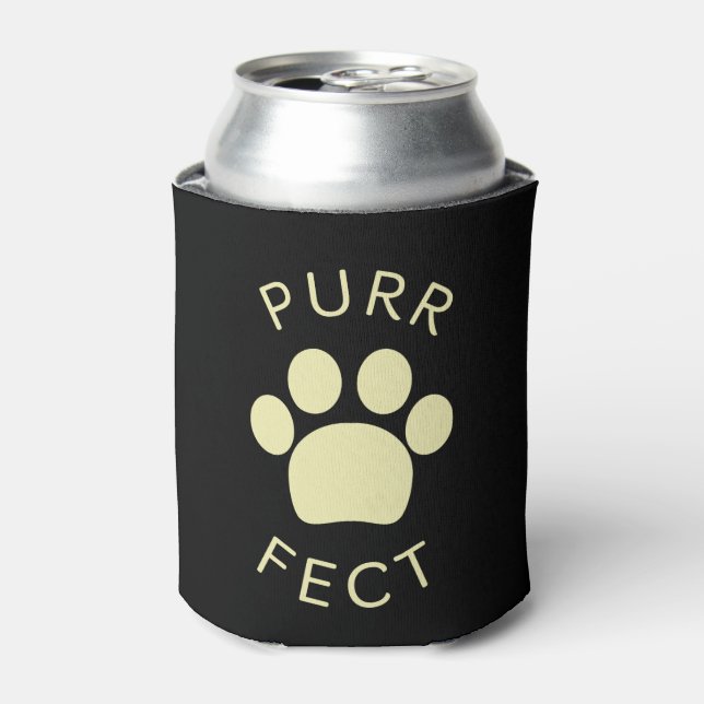 Cat Perfect Beige Purr Paw Print Can Cooler (Can Front)