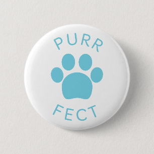Cat Perfect Blue Purr Paw Print 2 Inch Round Button