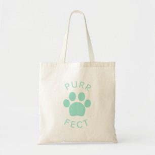 Cat Perfect Light Blue Purr Paw Print Tote Bag