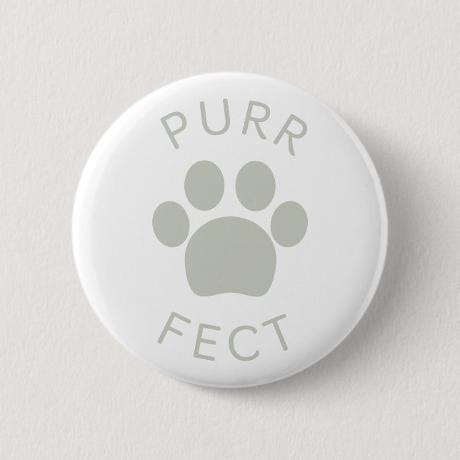 Cat Perfect Light Grey Purr Paw Print 2 Inch Round Button (Front)