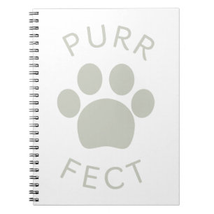 Cat Perfect Light Grey Purr Paw Print Notebook