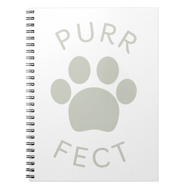 Cat Perfect Light Grey Purr Paw Print Notebook (Front)