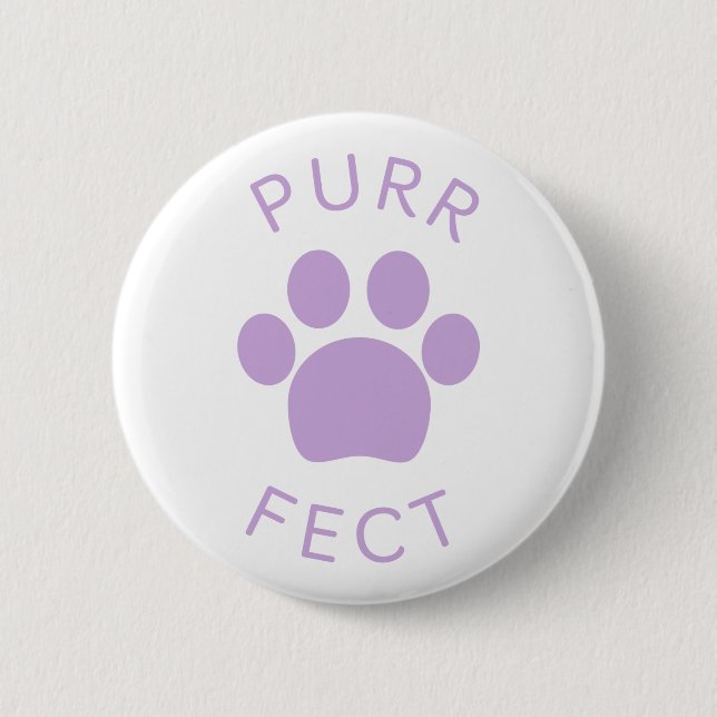 Cat Perfect Light Purple Purr Paw Print 2 Inch Round Button (Front)