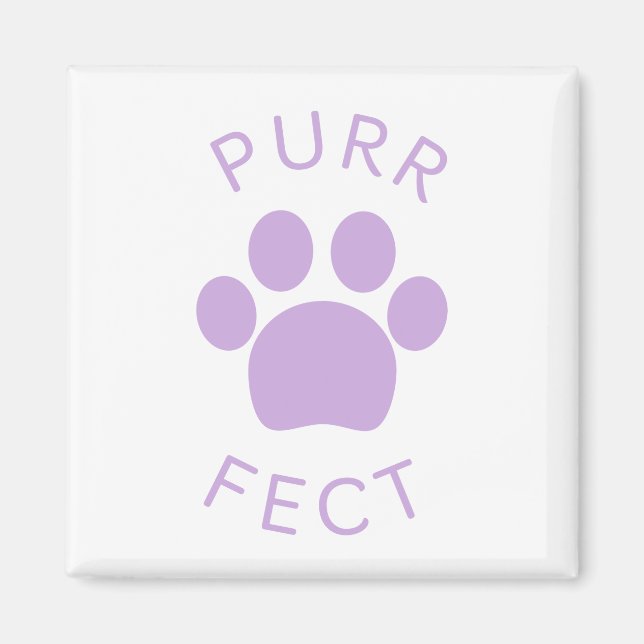 Cat Perfect Light Purple Purr Paw Print Magnet (Front)
