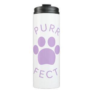 Cat Perfect Light Purple Purr Paw Print Thermal Tumbler