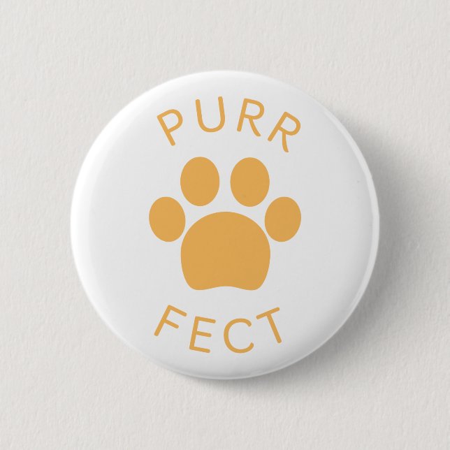 Cat Perfect Orange Purr Paw Print 2 Inch Round Button (Front)
