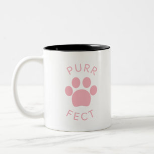 Cat Perfect Pink Purr Paw Print Two-Tone Coffee Mug