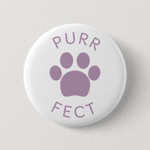 Cat Perfect Purple Purr Paw Print 2 Inch Round Button