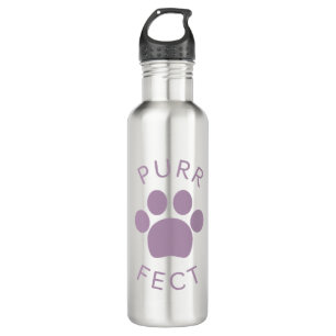 Cat Perfect Purple Purr Paw Print 710 Ml Water Bottle