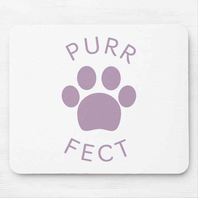Cat Perfect Purple Purr Paw Print Mouse Pad (Front)