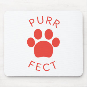 Cat Perfect Red Purr Paw Print Mouse Pad